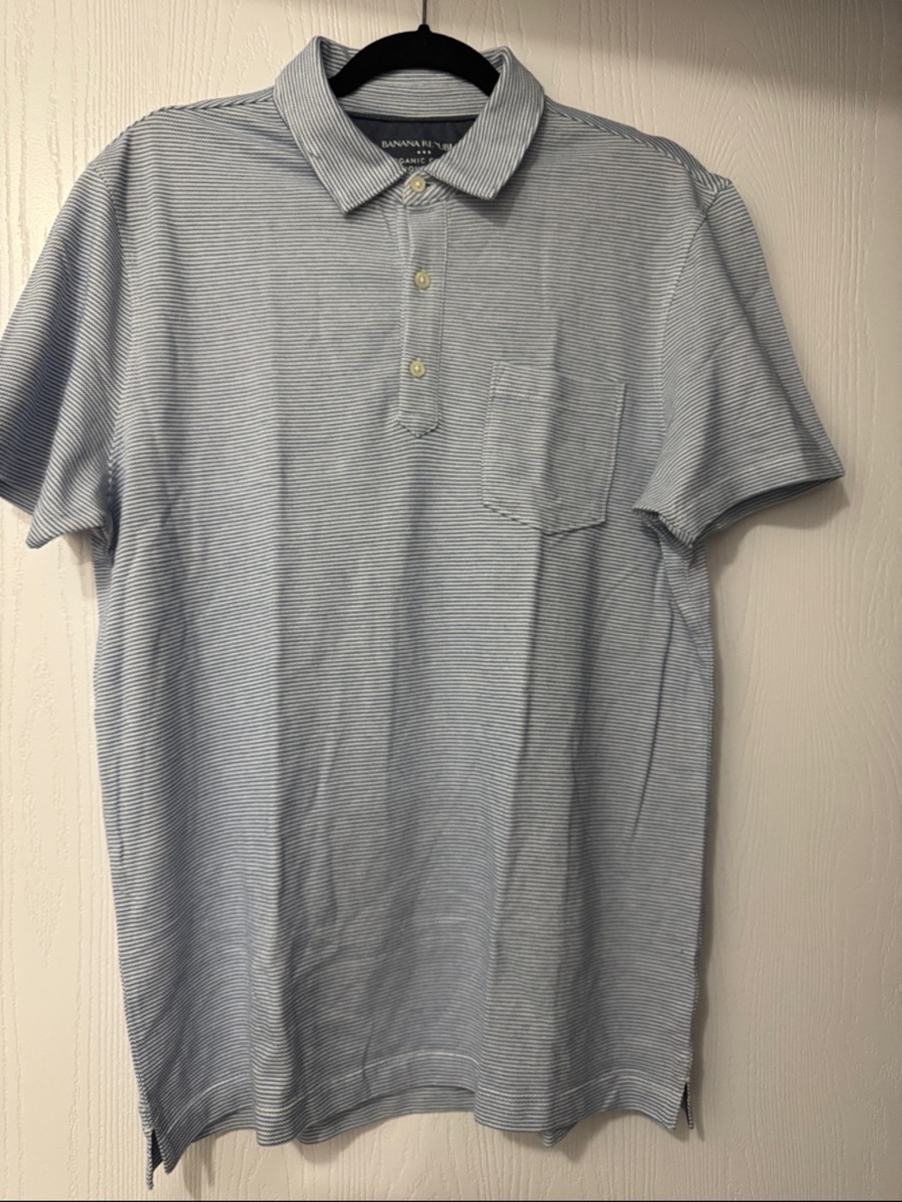 Banana Republic Light Blue Micro-Striped Polo